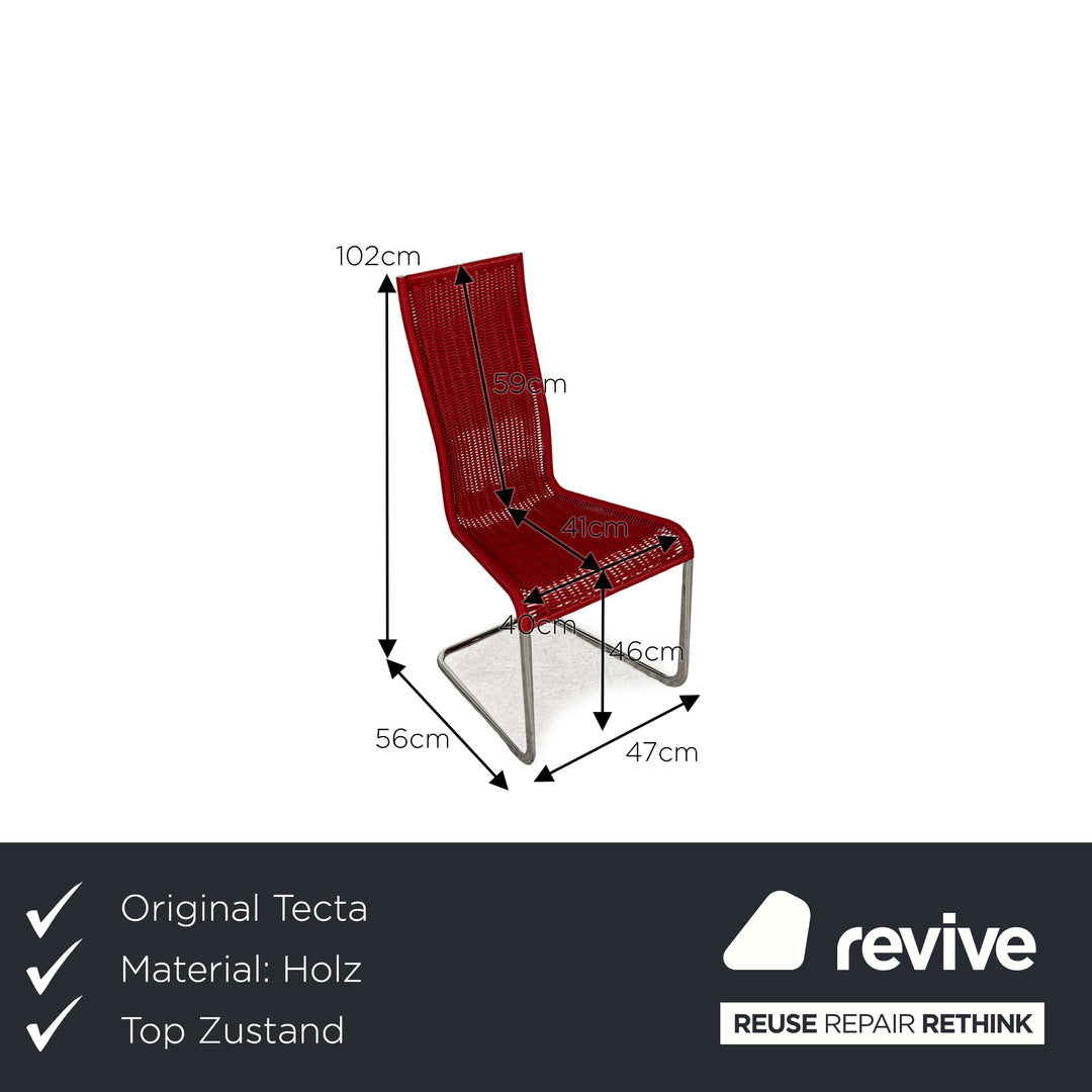 Set of 6 Tecta B25 wooden chairs black red