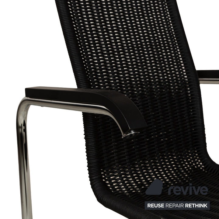 Set of 6 Tecta B25 wooden chairs black red