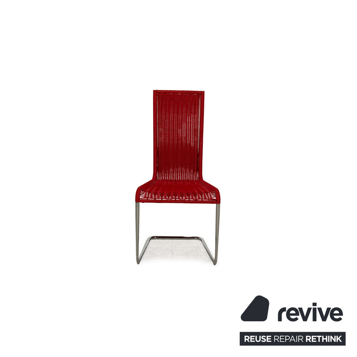 Set of 6 Tecta B25 wooden chairs black red