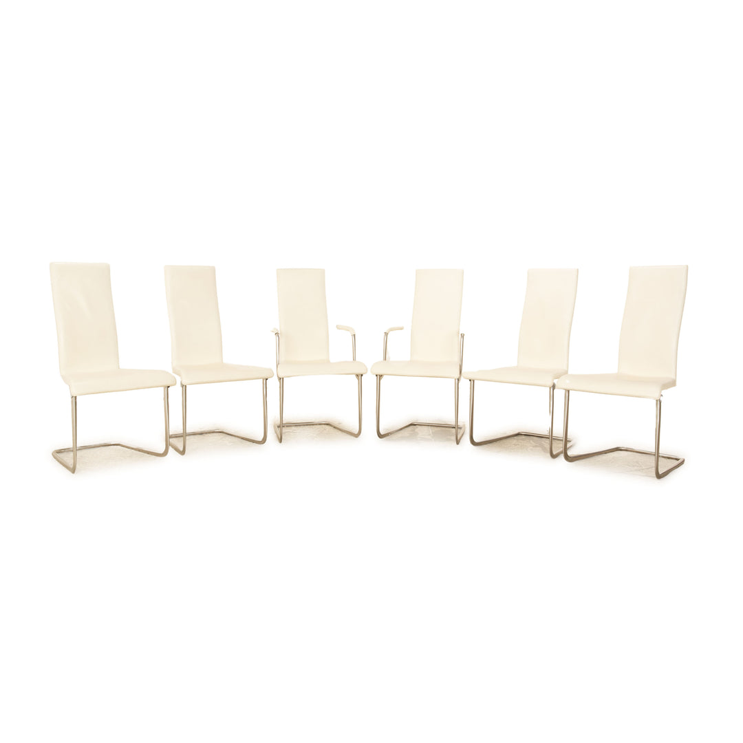 Lot de 6 chaises Tecta B25 en cuir crème