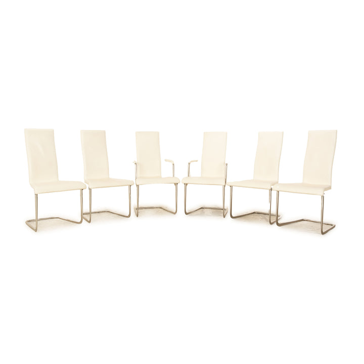 Lot de 6 chaises Tecta B25 en cuir crème
