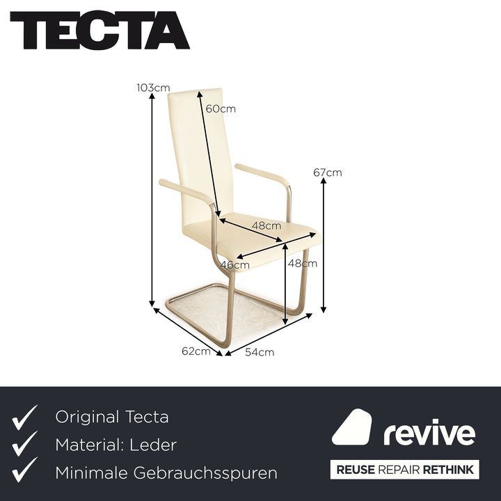 Lot de 6 chaises Tecta B25 en cuir crème