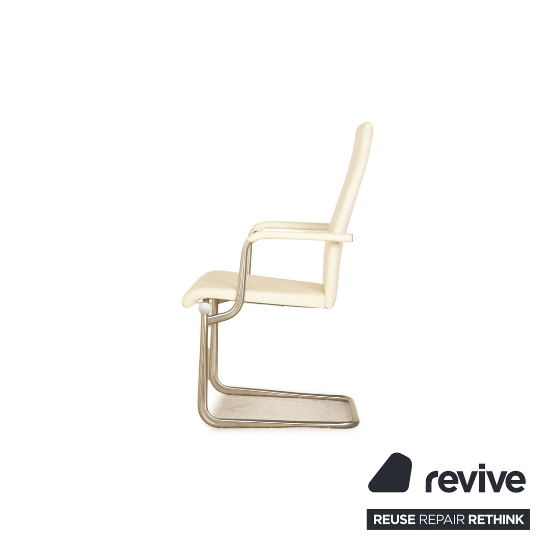 Lot de 6 chaises Tecta B25 en cuir crème