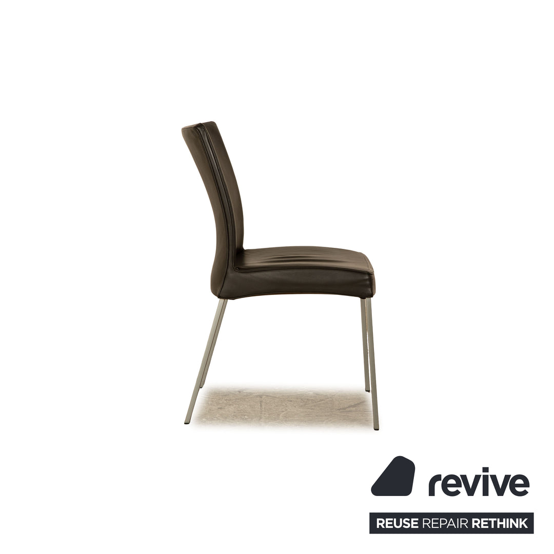 Set of 6 Wittmann Times leather chairs dark brown dining room