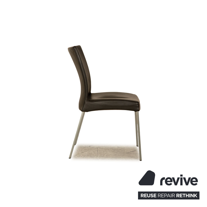 Set of 6 Wittmann Times leather chairs dark brown dining room