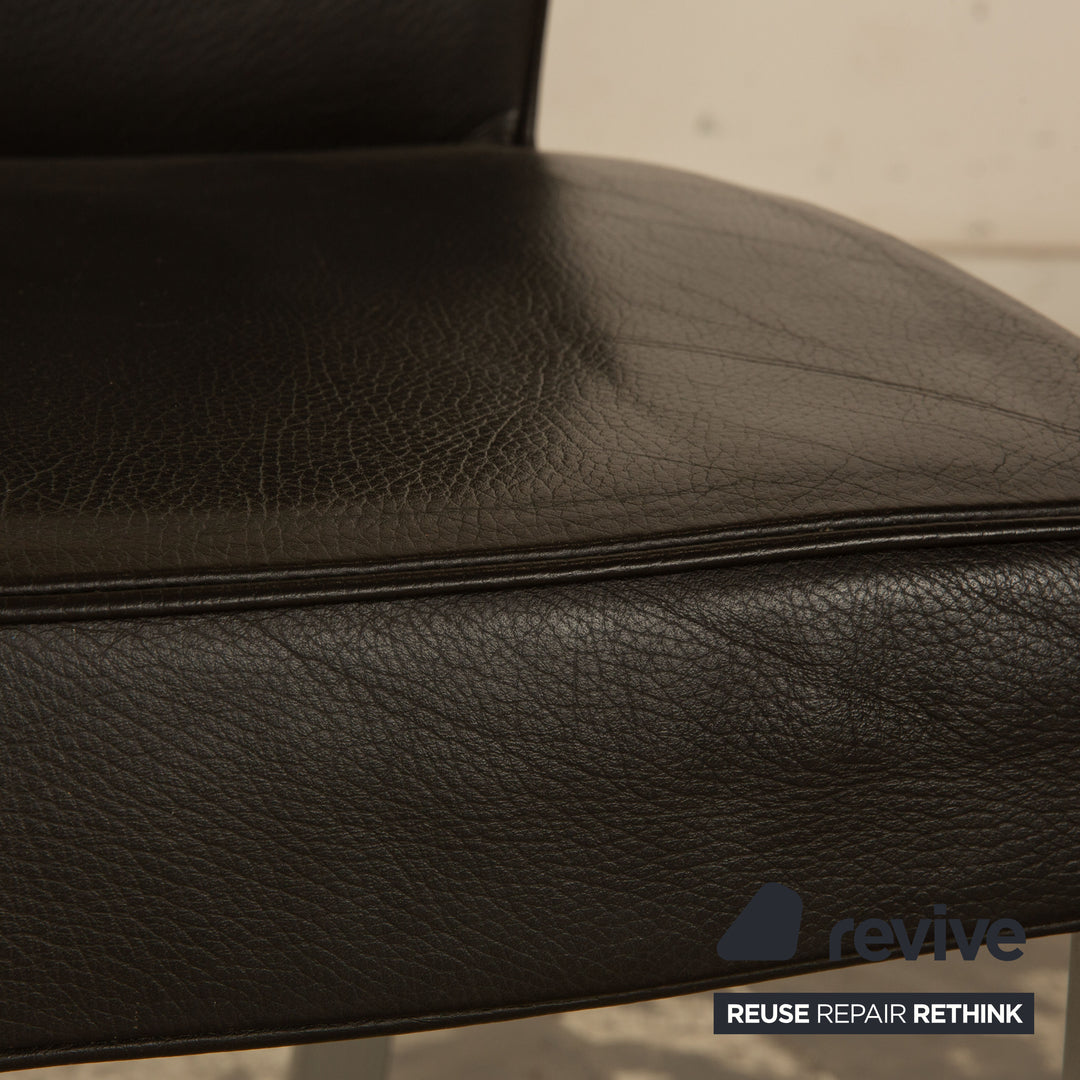 Set of 6 Wittmann Times leather chairs dark brown dining room