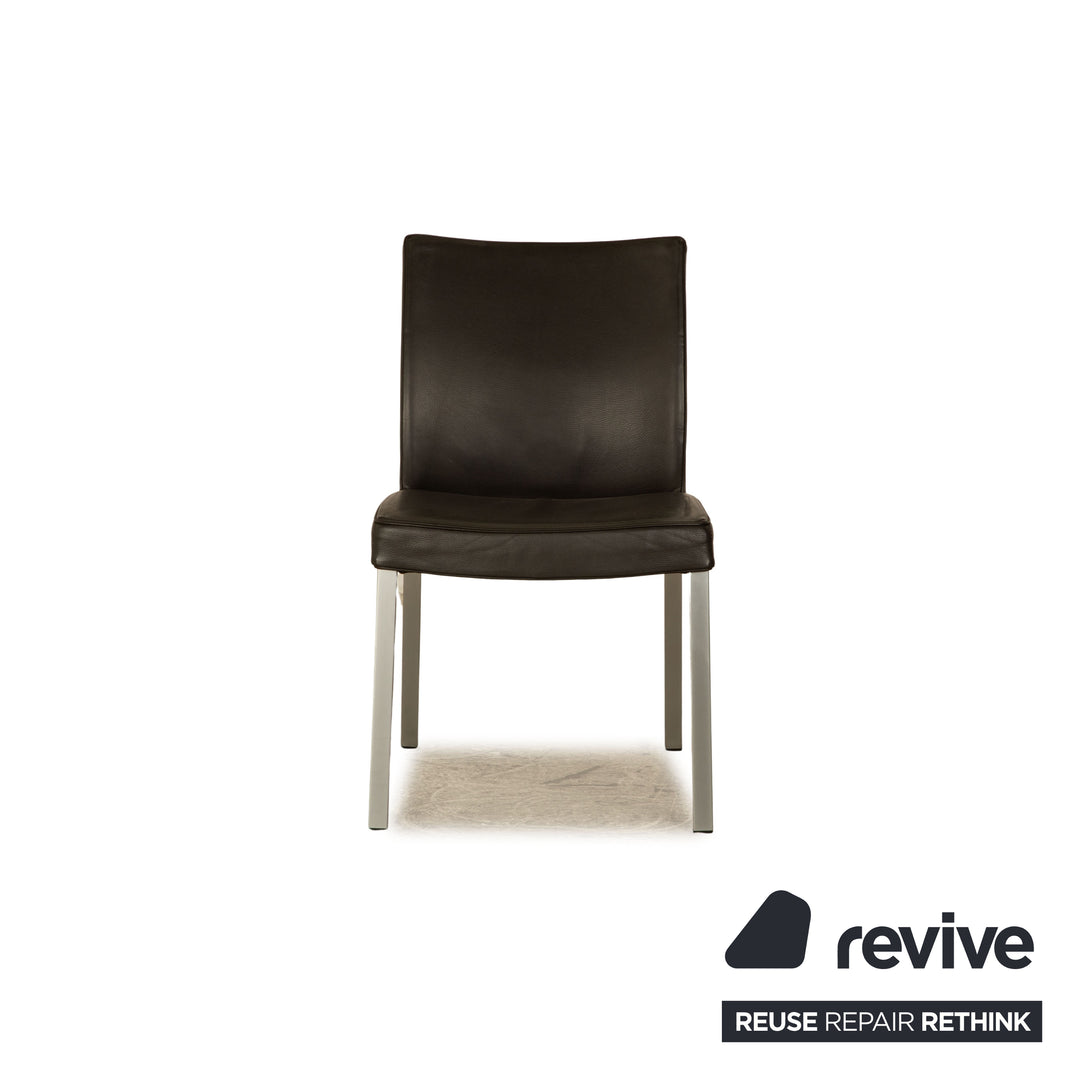 Set of 6 Wittmann Times leather chairs dark brown dining room