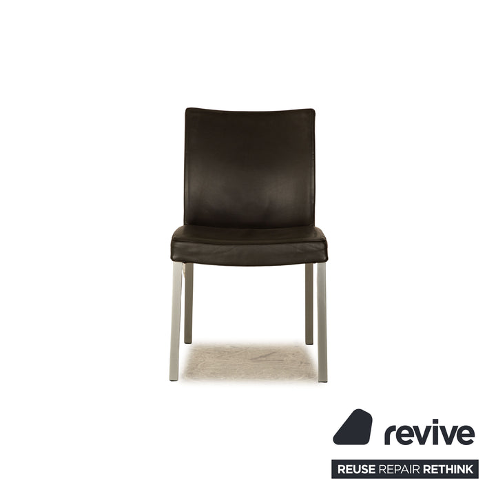 Set of 6 Wittmann Times leather chairs dark brown dining room