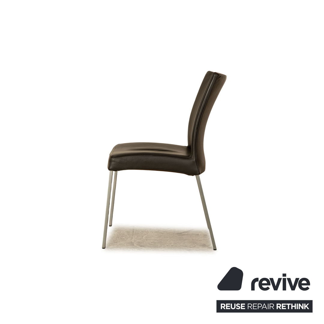 Set of 6 Wittmann Times leather chairs dark brown dining room