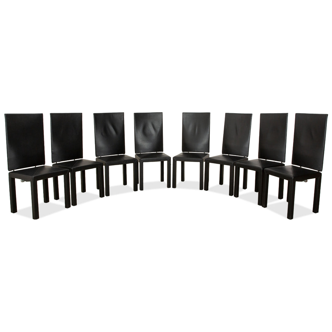 8er Garnitur B&B Italia Arcadia Leder Stuhl Schwarz Esszimmer