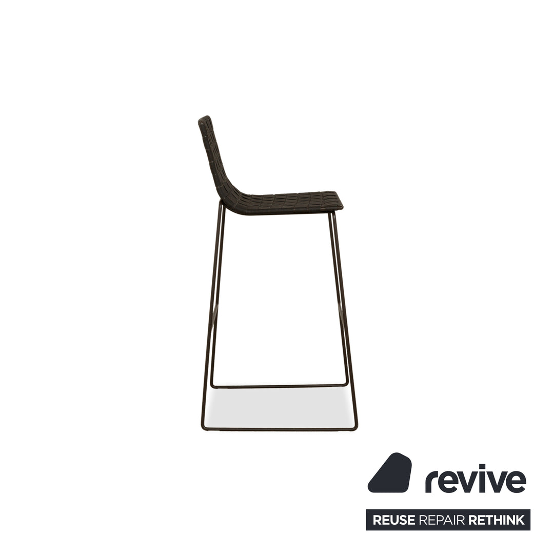 Chaise haute Andreu World Trenza en tissu métallique et osier noir, gris, anthracite, mobilier de jardin d'extérieur
