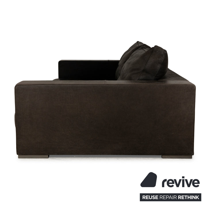 Canapé quatre places en cuir Baxter Budapest gris foncé marron