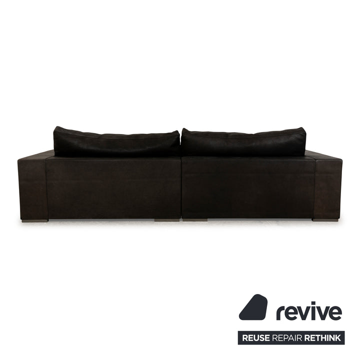 Canapé quatre places en cuir Baxter Budapest gris foncé marron