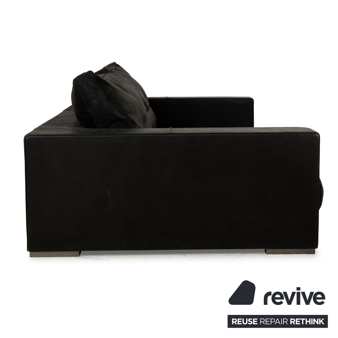 Canapé quatre places en cuir Baxter Budapest gris foncé marron