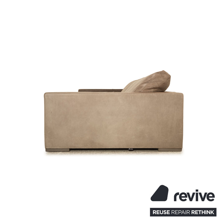 Baxter Budapest Leather Four Seater Grey Olive Sofa Couch