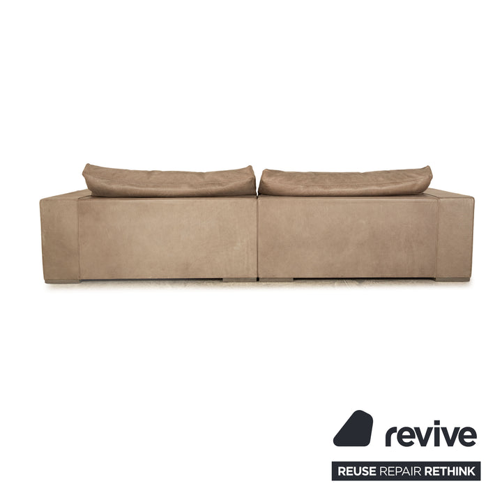 Baxter Budapest Leather Four Seater Grey Olive Sofa Couch