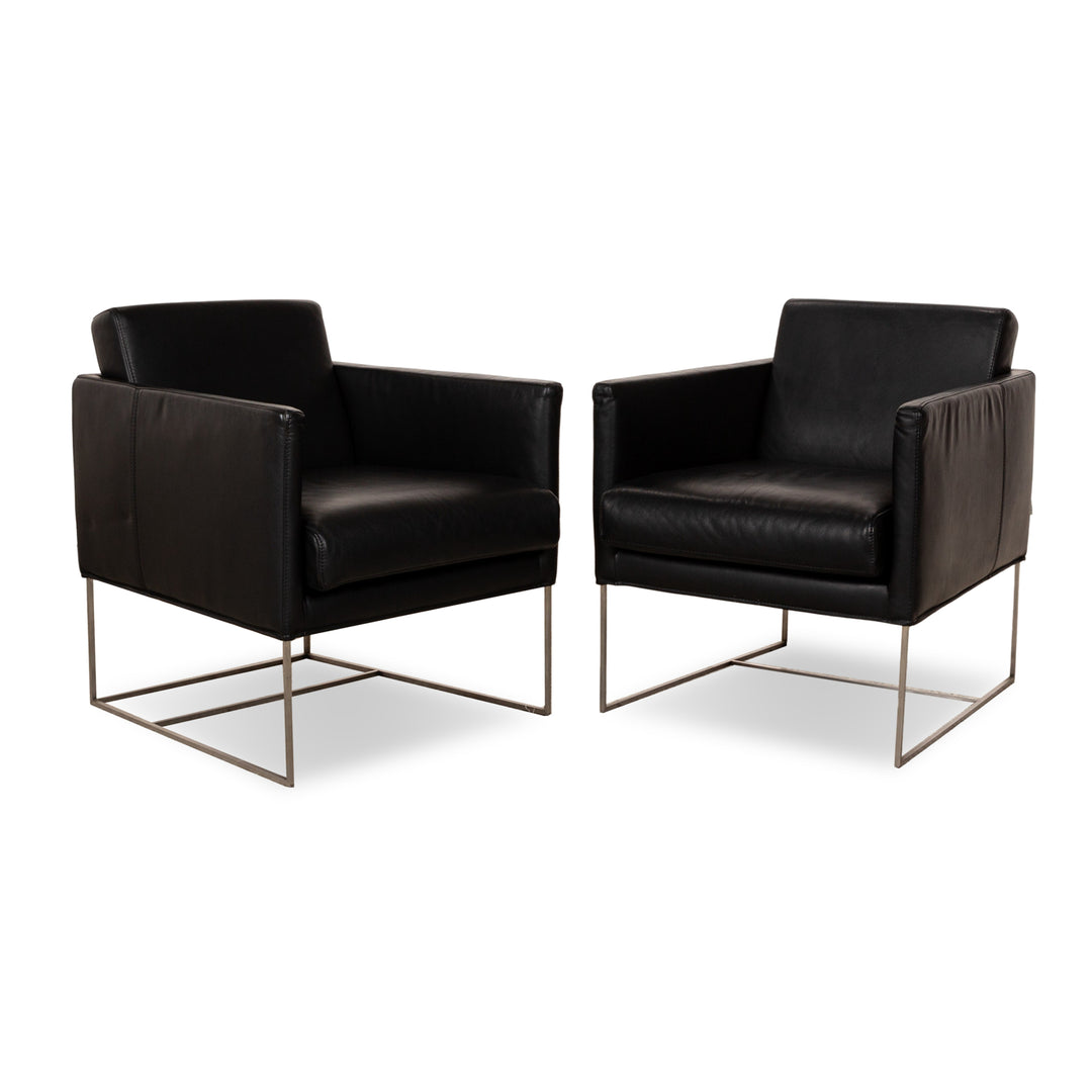 bert plantagie leather armchair set black