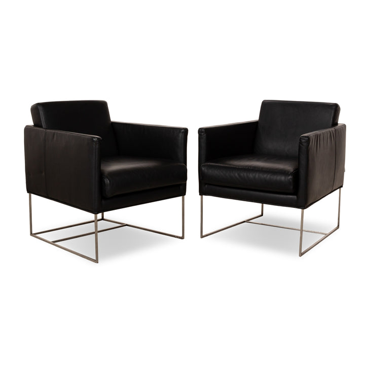 bert plantagie leather armchair set black