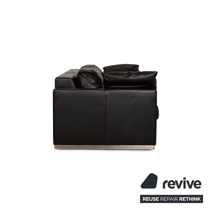 Bielefelder Werkstätten leather three-seater black sofa couch function
