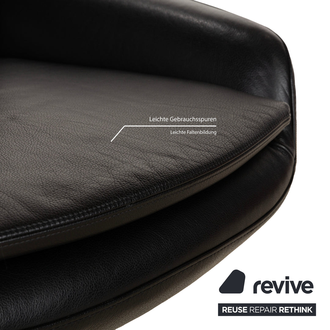 BoConcept Athena Relax Fauteuil en cuir Noir avec tabouret fonction manuelle