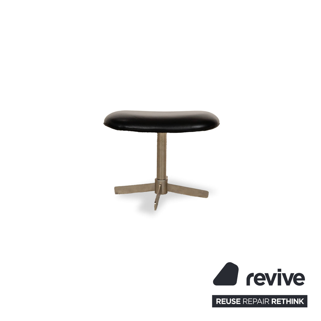 BoConcept Athena Relax Fauteuil en cuir Noir avec tabouret fonction manuelle