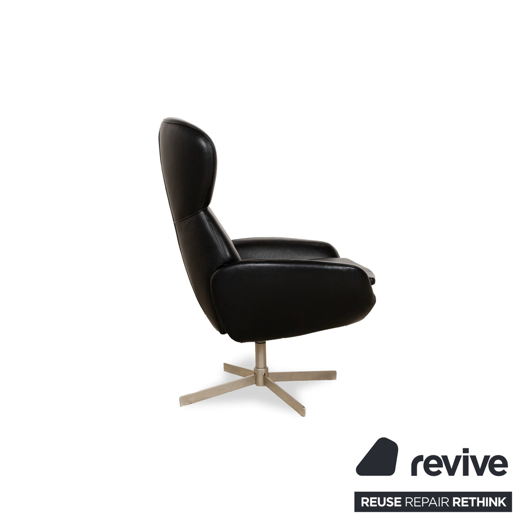 BoConcept Athena Relax Fauteuil en cuir Noir avec tabouret fonction manuelle