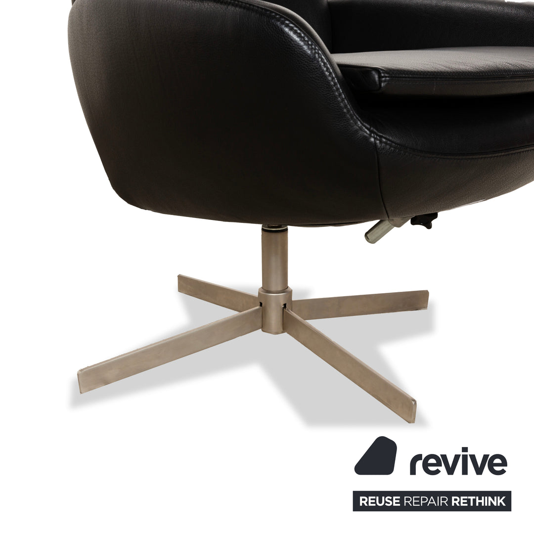 BoConcept Athena Relax Fauteuil en cuir Noir avec tabouret fonction manuelle