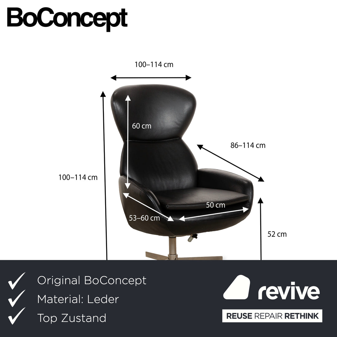 BoConcept Athena Relax Fauteuil en cuir Noir avec tabouret fonction manuelle
