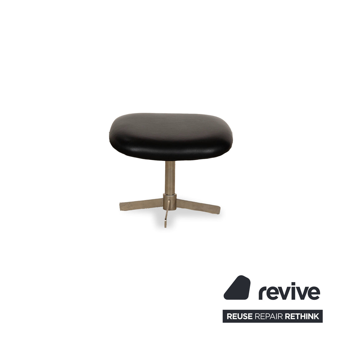 BoConcept Athena Relax Fauteuil en cuir Noir avec tabouret fonction manuelle