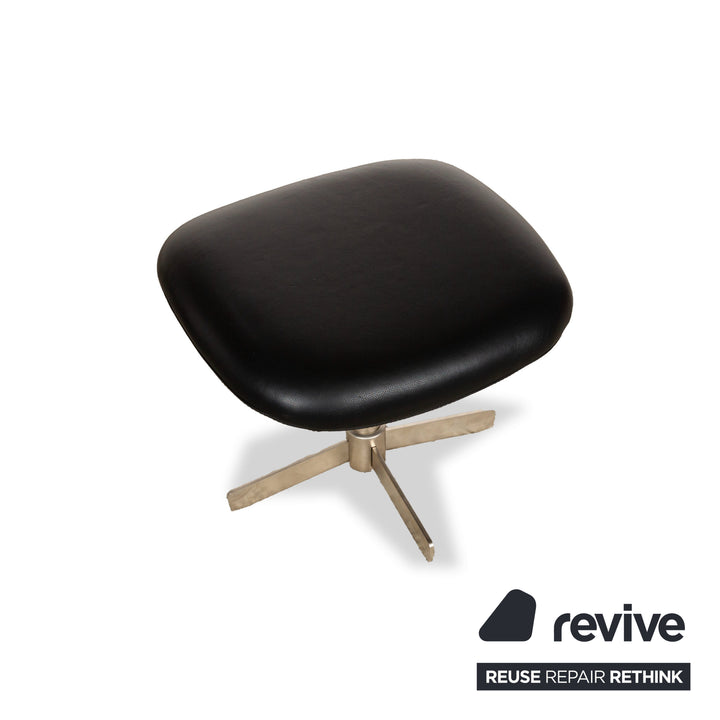 BoConcept Athena Relax Fauteuil en cuir Noir avec tabouret fonction manuelle