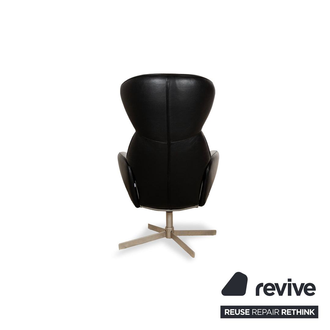 BoConcept Athena Relax Fauteuil en cuir Noir avec tabouret fonction manuelle