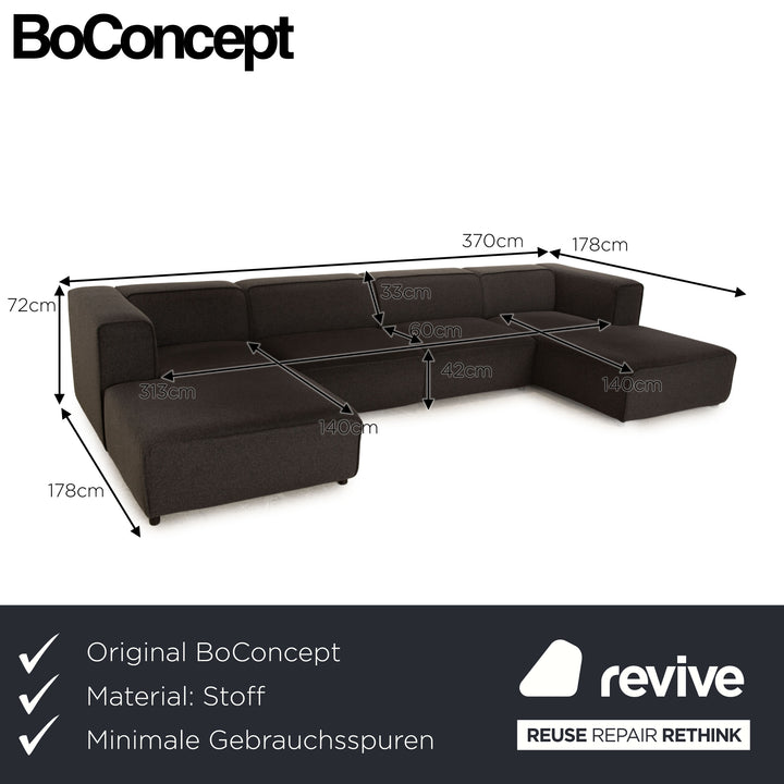 BoConcept Carmo Stoff Ecksofa Anthrazit Recamiere Rechts & Links Sofa Couch