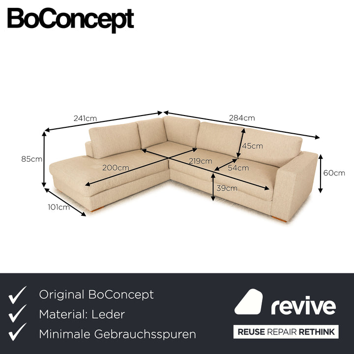 BoConcept Cenova Stoff Ecksofa Beige Recamiere Links Sofa Couch