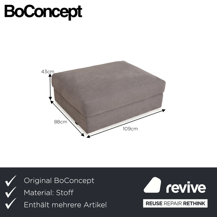 BoConcept Cenova Stoff Sofa Garnitur Grau Recamiere Links Ecksofa Hocker Couch