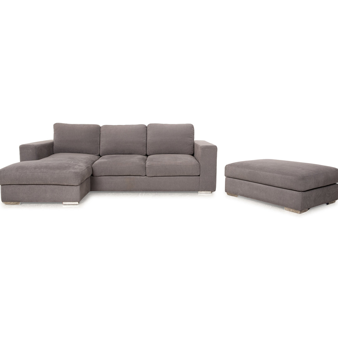BoConcept Cenova Stoff Sofa Garnitur Grau Recamiere Links Ecksofa Hocker Couch