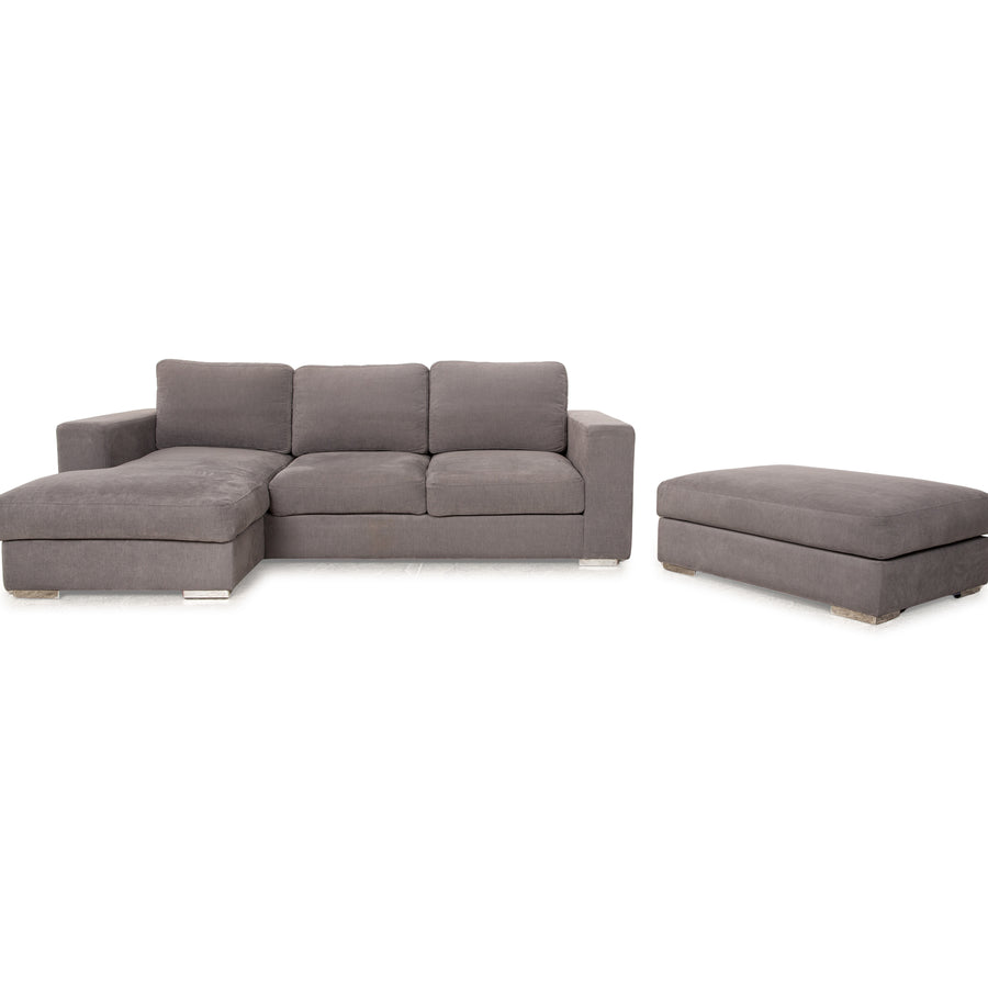 BoConcept Cenova Stoff Sofa Garnitur Grau Recamiere Links Ecksofa Hocker Couch