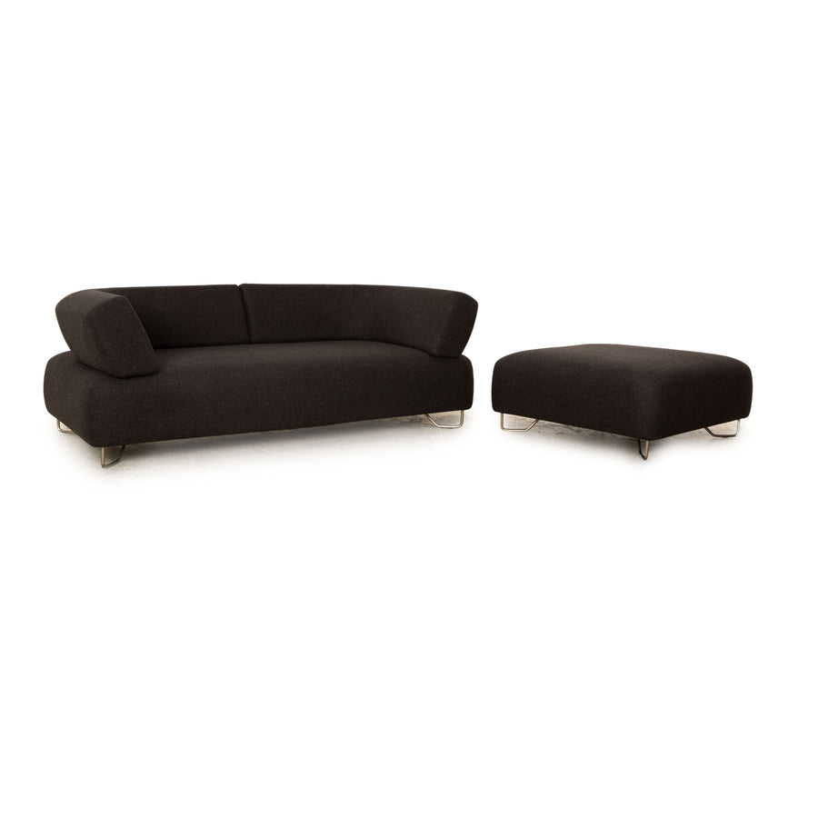 BoConcept Como Stoff Sofa Garnitur Grau Zweisitzer Hocker Sofa Couch