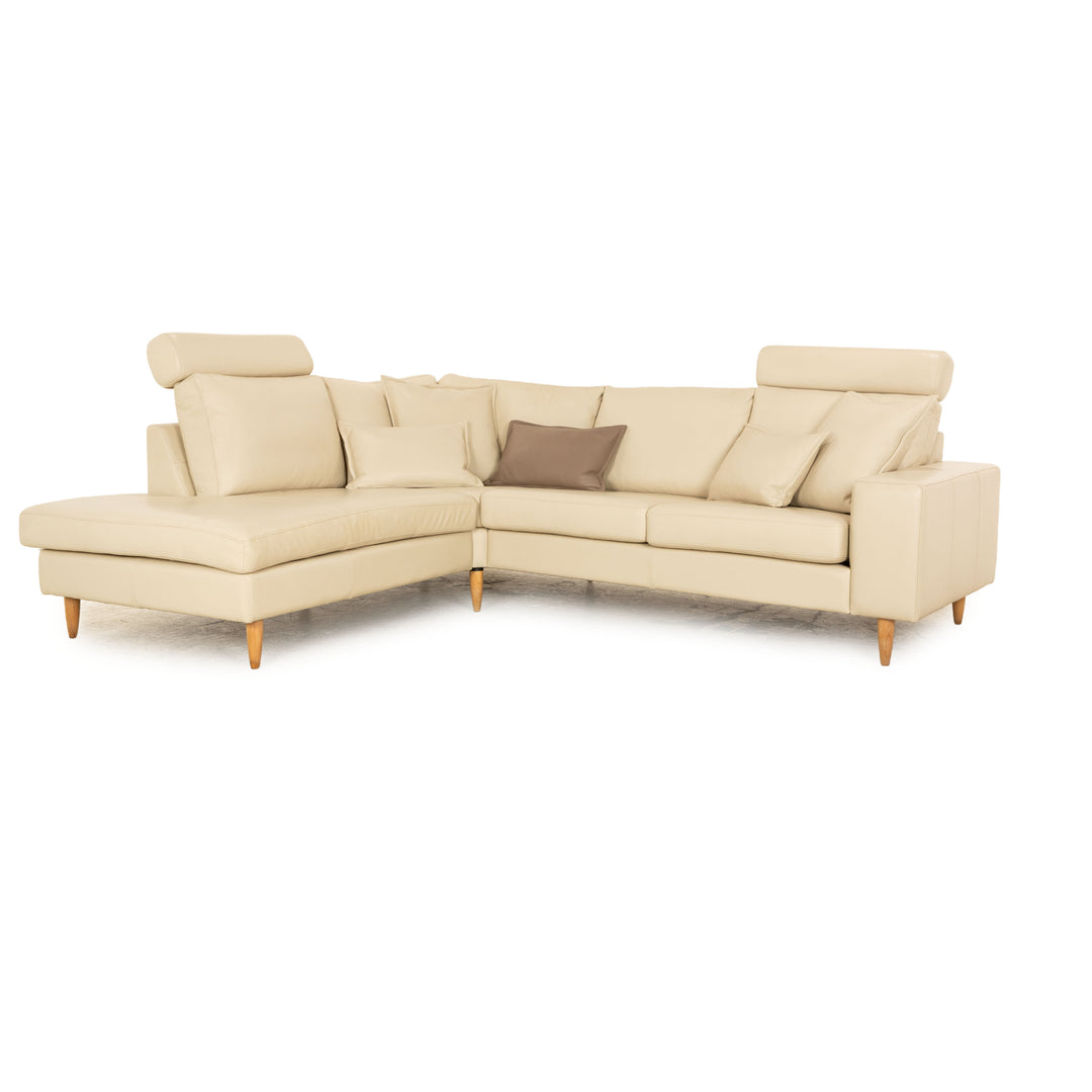 BoConcept Indivi Leder Ecksofa Creme inkl. Kopfstütze Recamiere Links Sofa Couch