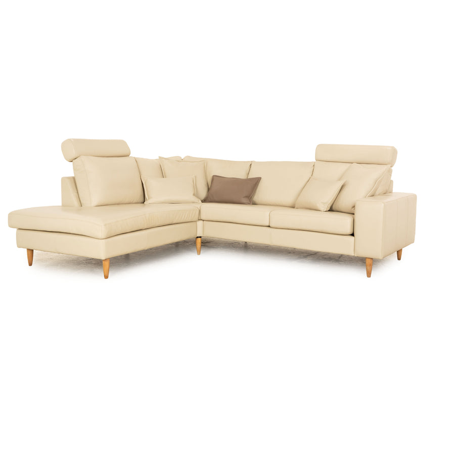 BoConcept Indivi Leder Ecksofa Creme inkl. Kopfstütze Recamiere Links Sofa Couch