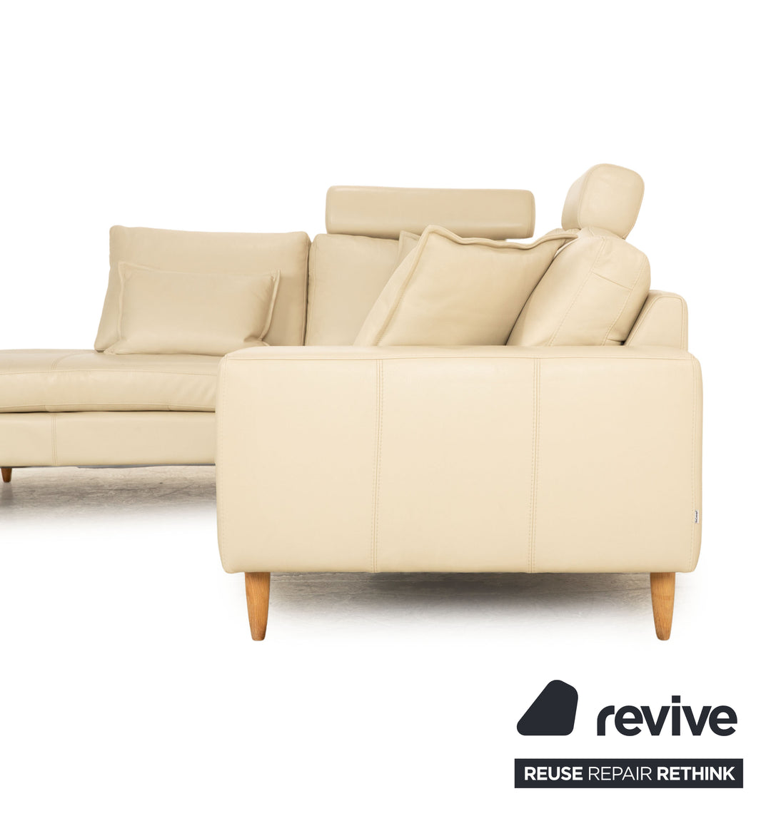 BoConcept Indivi Leder Ecksofa Creme inkl. Kopfstütze Recamiere Links Sofa Couch