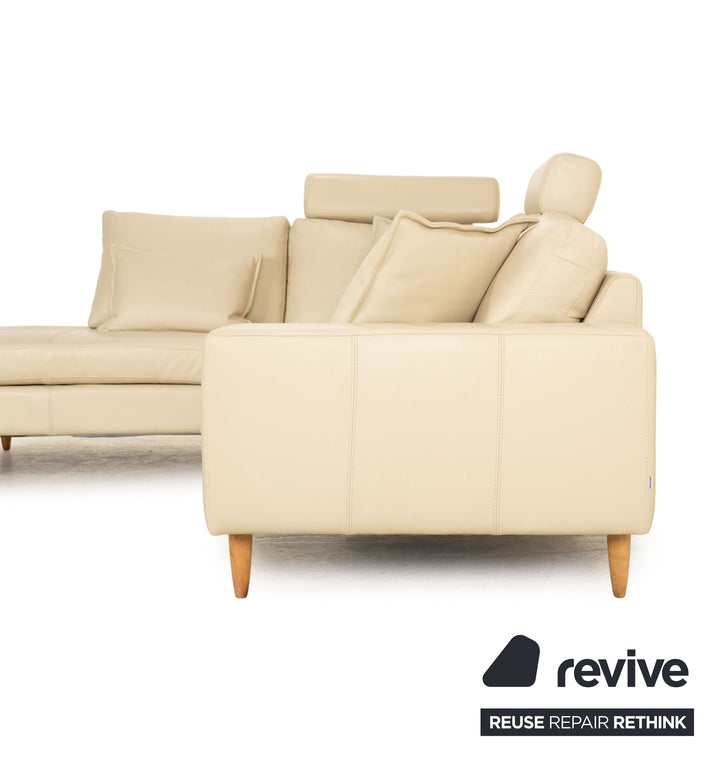 BoConcept Indivi Leder Ecksofa Creme inkl. Kopfstütze Recamiere Links Sofa Couch