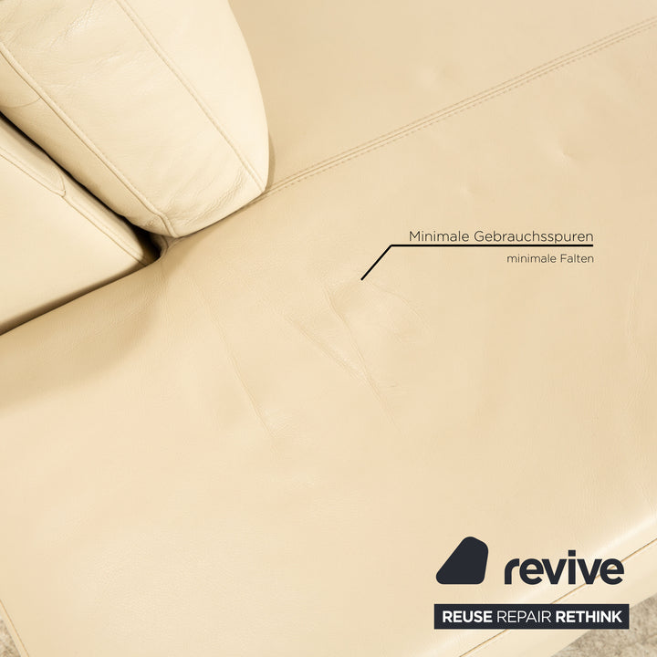 BoConcept Indivi Leder Ecksofa Creme inkl. Kopfstütze Recamiere Links Sofa Couch