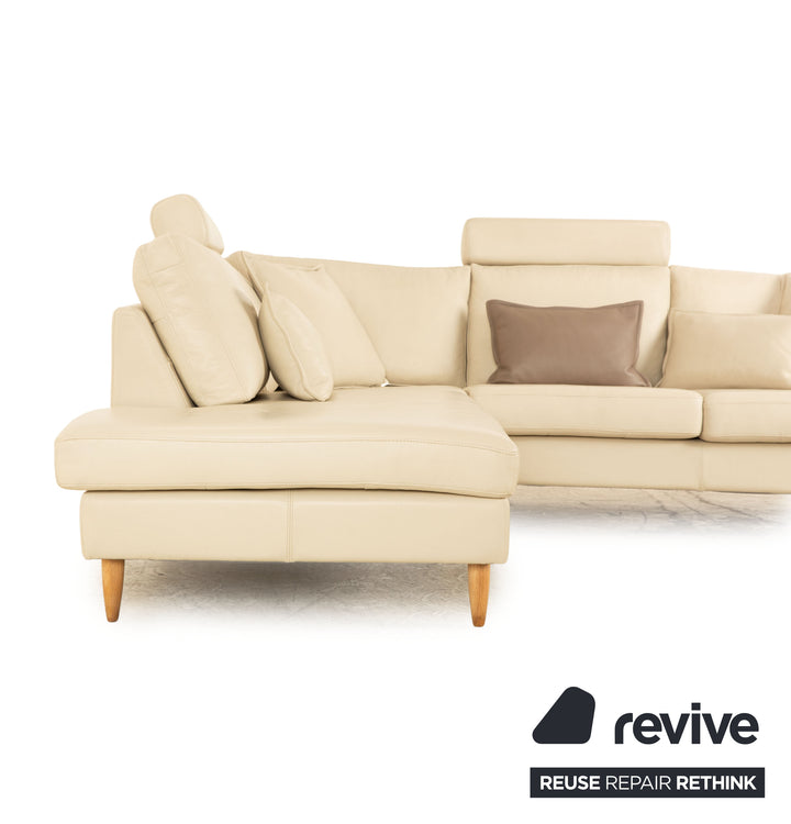 BoConcept Indivi Leder Ecksofa Creme inkl. Kopfstütze Recamiere Links Sofa Couch