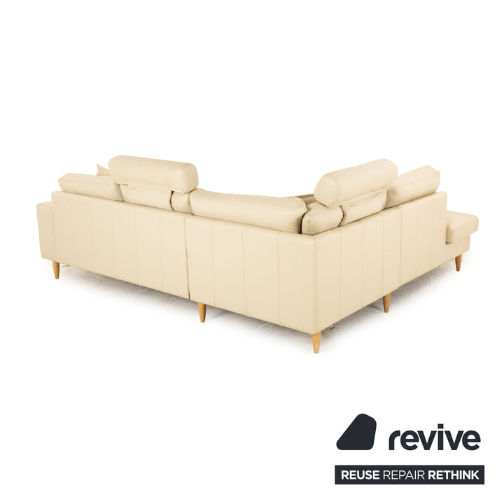 BoConcept Indivi Leder Ecksofa Creme inkl. Kopfstütze Recamiere Links Sofa Couch