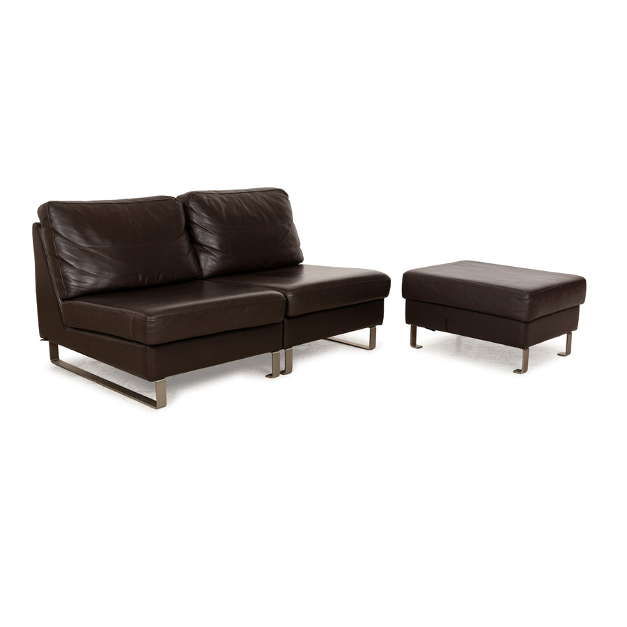 BoConcept Indivi Leder Sofa Garnitur Zweisitzer Braun Couch Hocker