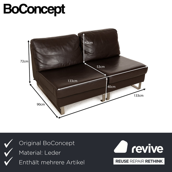 BoConcept Indivi Leder Sofa Garnitur Zweisitzer Braun Couch Hocker