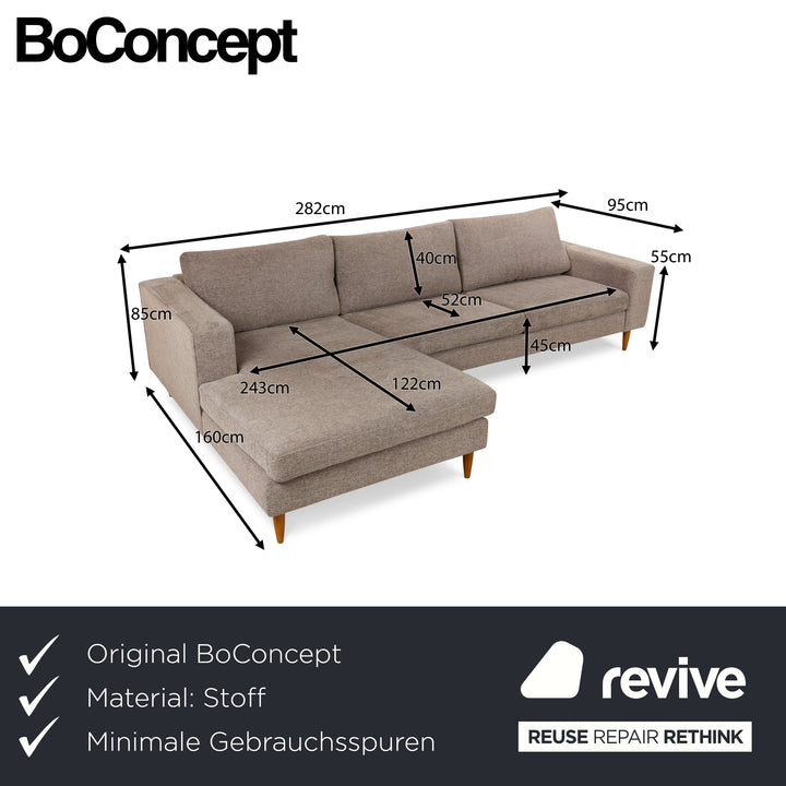 BoConcept Indivi Stoff Ecksofa Grau Beige Recamiere Links Sofa Couch