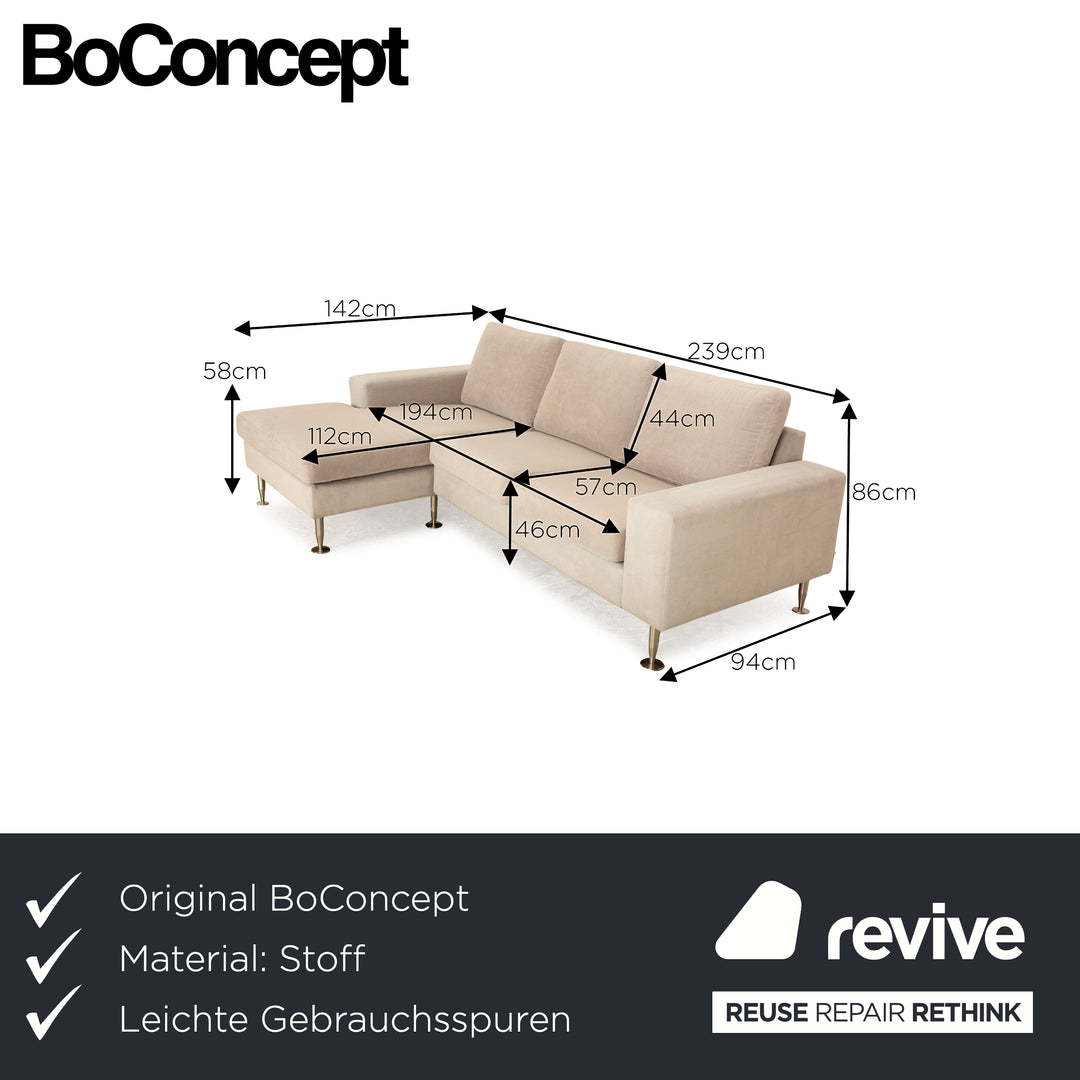 BoConcept Indivi Stoff Ecksofa Grau Recamiere Links Sofa Couch