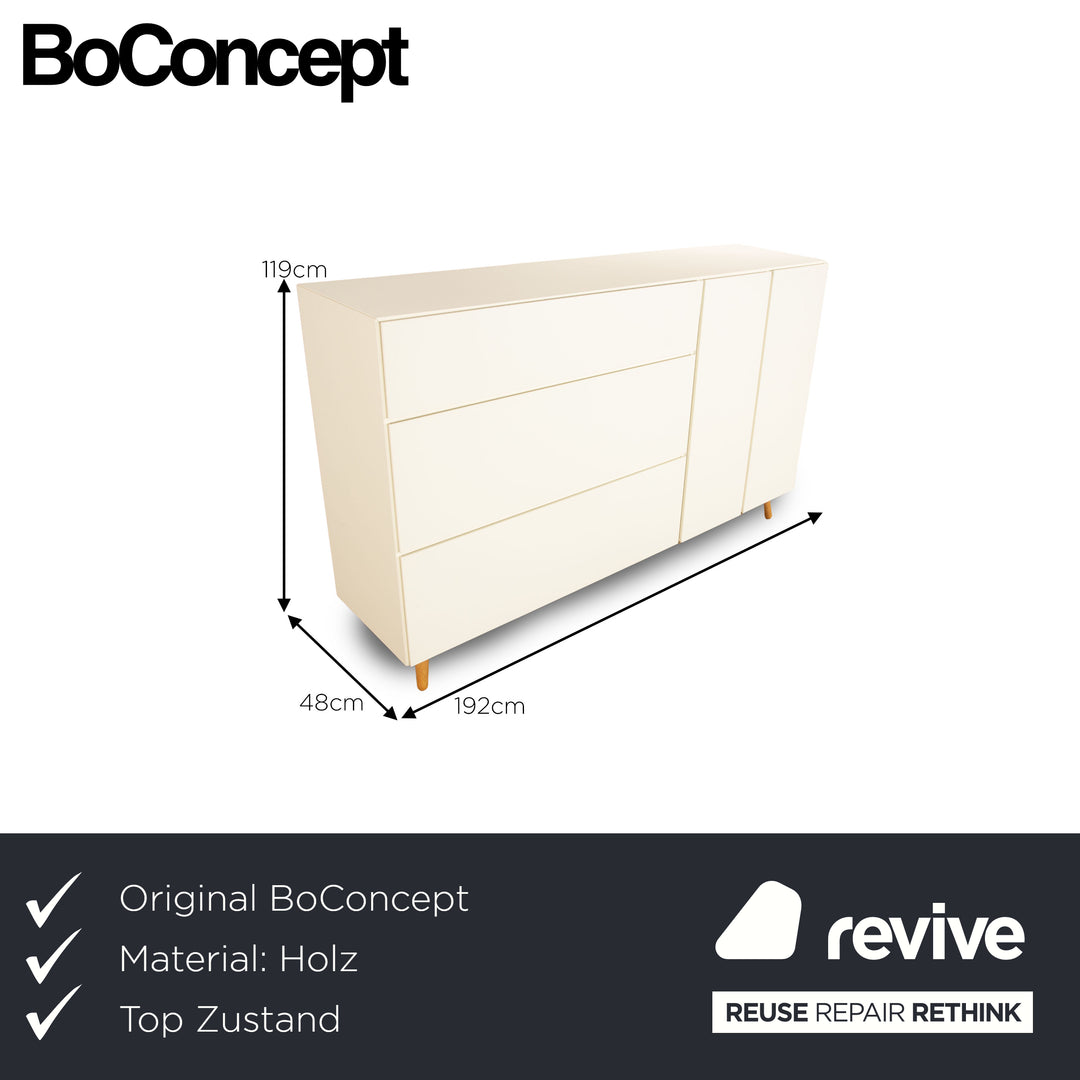 BoConcept Lugano Holz Sideboard Weiß Creme