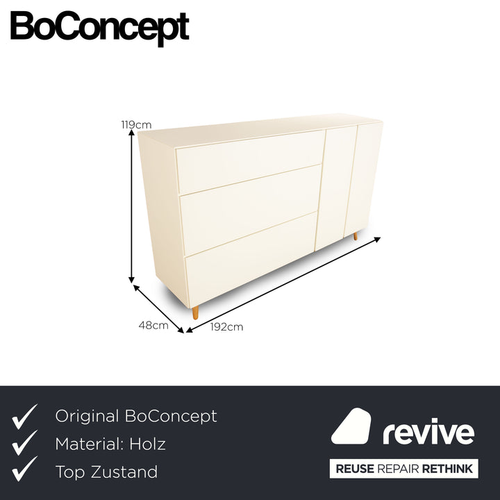 BoConcept Lugano Holz Sideboard Weiß Creme